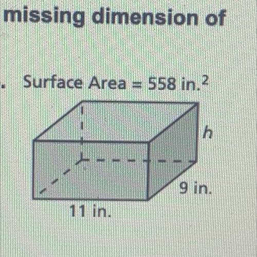 Write and solve an equation to find the missing dimension of the figure.