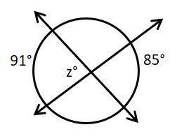 What is the value z and why?

88° because the angle is half the sum of the intercepted arcs.
176°