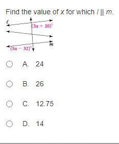 Find the value of x for which / || m