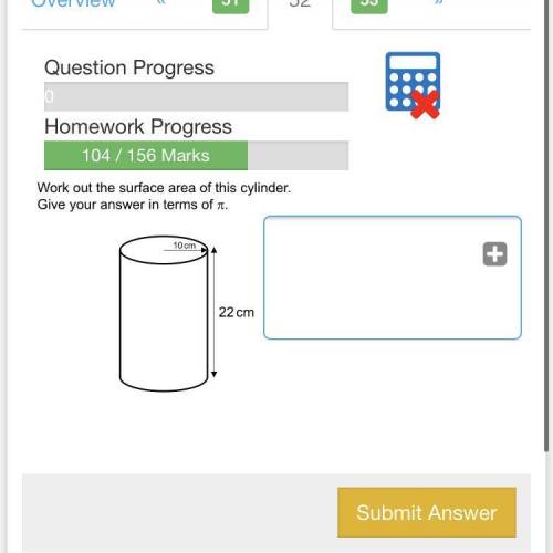 Work out the surface area of this cylinder. Give your answer in terms of π.

Please help.
Don’t co