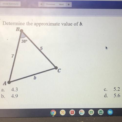 Determine the approximate value of b.