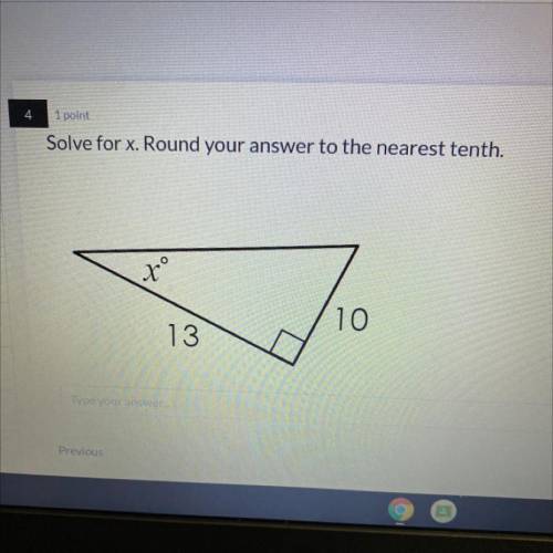 Solve for x. Round your answer to the nearest tenth 13,10, x