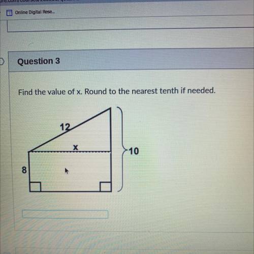 Find the value of x. round to the nearest tenth if needed.