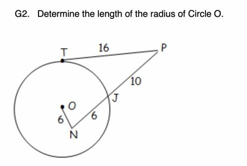 PLEASE HELP!! Determine the length of the radius of Circle O.