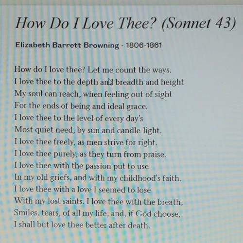 This is a poem

answer this question How does Elizabeth Barrett develop her Central idea? what mak