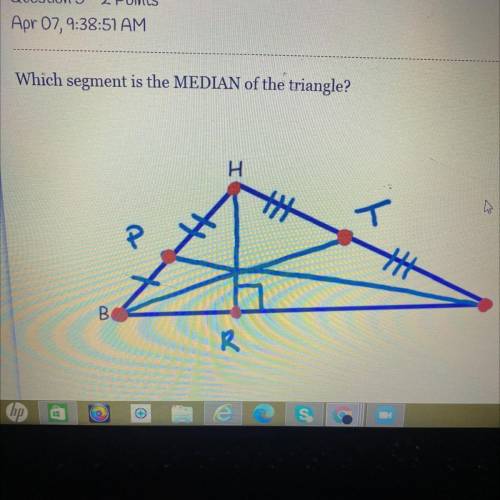 Which segment is the MEDIAN of the triangle?