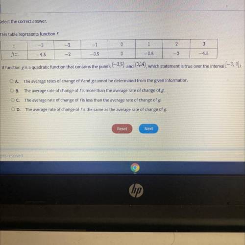 If function g is a quadratic function that contains the points (-3,5) and (0,14), which statement i