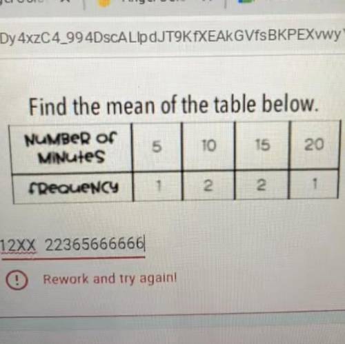Find the mean of the table below