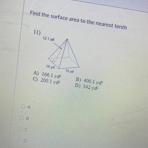 Find the surface area to the nearest tenth