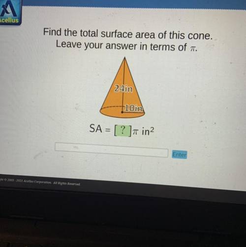 Find the total surface area of this cone. Leave your answer in terms of pie.