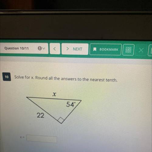 Solve for x. Round all the answers to the nearest tenth.
54
22