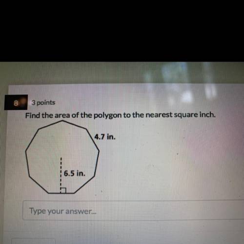 Find the area of the polygon to the nearest square inch.