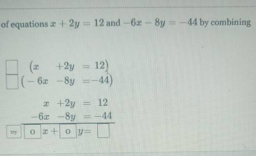 The cut out words say Solve the system of equations...

I need an answer for what to put in the