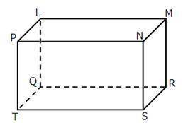 In the rectangular prism below, the length of MR is 9 feet, the length of RS is 12 feet, and the le