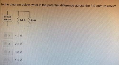 In the diagram below, what is the potential difference across the 3.0-ohm resistor?