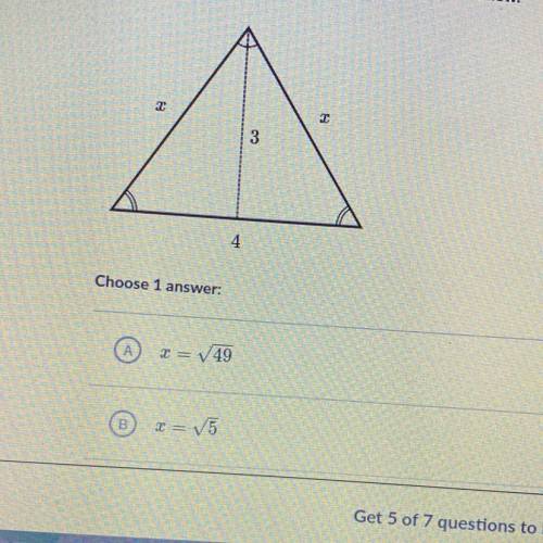 Find the value of x in the isosceles triangle shown below.