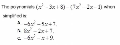 Subtract the following polynomials in this equation