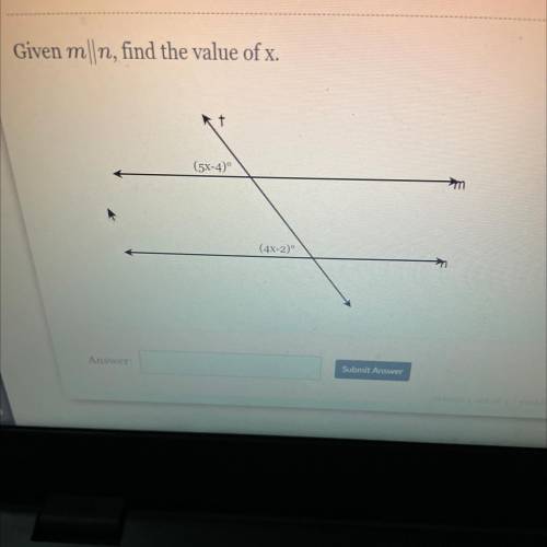 Given m||n, find the value of x.