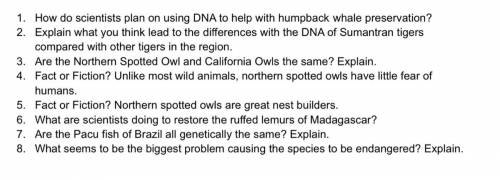 Need Help Answering these for Bio