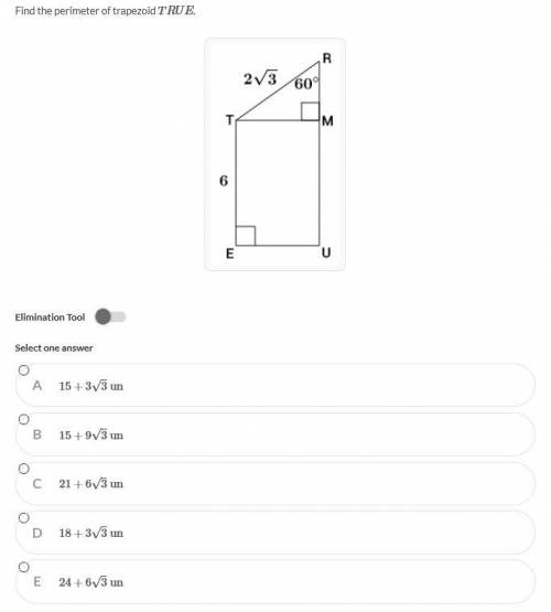 Find the perimeter of trapezoid TRUE.