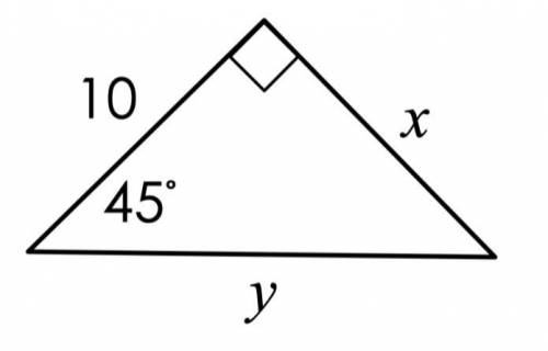 Help please, special right triangles, find the value of each variable