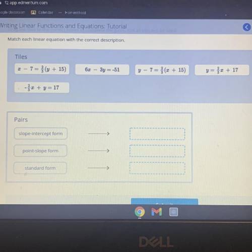 Match each linear equation with the correct description.