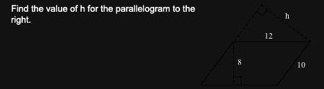 Find the value of h for the parallelogram to the right