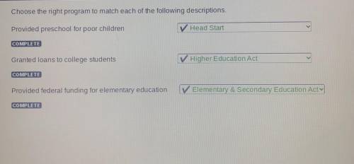 Q1) Provided preschool for poor children

Q2) Granted loans to college students
Q3) Provided feder