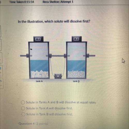 In the illustration, which solute will dissolve first?

00.0
00.0
tanka
tank
Solute in Tanks A and