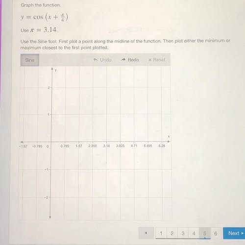 Use = 3.14

Use the Sine tool. First plot a point along the midline of the function. Then plot eit