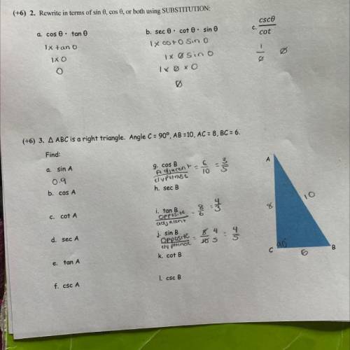 ABC is a right triangle. Angle c is 90 ab = 10 ac= 8 Bc = 6?