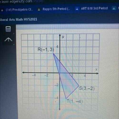 Which reflection will produce an image of ARST with a

vertex at (2, -3)?
O a reflection of ARST a