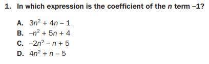 In which expression is the coefficient of the n term -1?