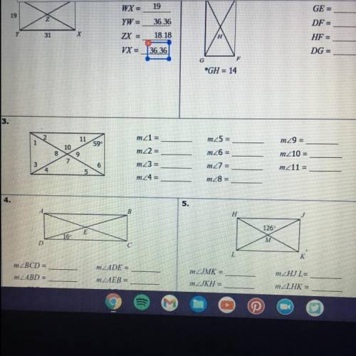 If each quadrilateral below is a rectangle,find the missing measures (it’s number 3)