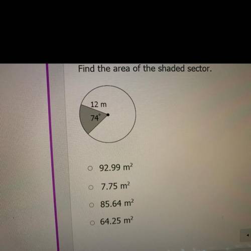 Find the area of the shaded sector.