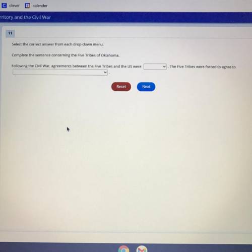 Pretest: Indian Territory and the Civil War

11
Select the correct answer from each drop-down menu