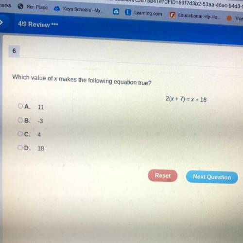 What value of x makes the following equation true? ( 8th grade math )