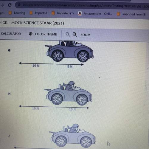 36 The diagrams show forces acting on a toy car as it moves to the right. Which diagch shows

the