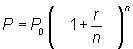 Explain why the amount of money in the account at the end of the first year is given by the formula