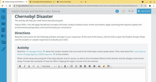 Write a brief essay discussing the Chernobyl disaster and its causes, as well as the immediate effe