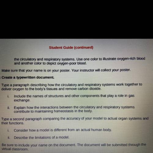 Create a poster that models how the circulatory and respiratory systems work together to ensure hom