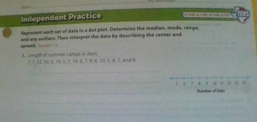 Please help me I know its a little blurry but it says:

represent each set of data in a dot plot.