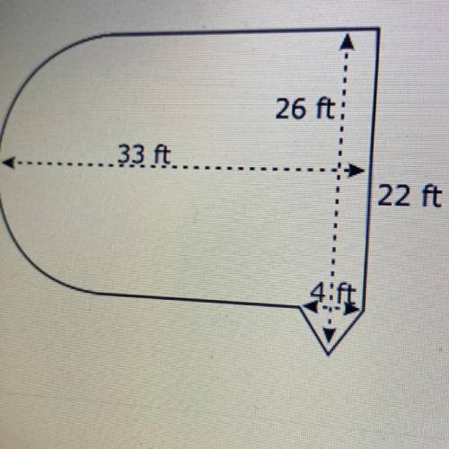 This diagram shows a patio floor. which is comprised of a semicircle, square and triangle.

Please