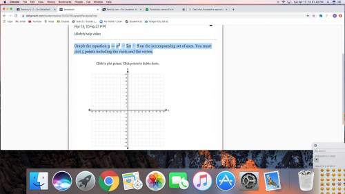 Graph the equation y=x²−2x−8 on the accompanying set of axes. You must plot 5 points including the