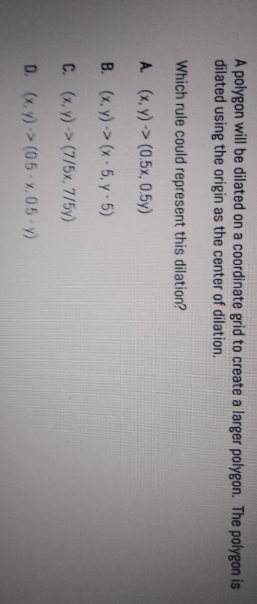 A polygon will be deleted on a coordinate grid to create a larger polygon. The polygon is dilated u