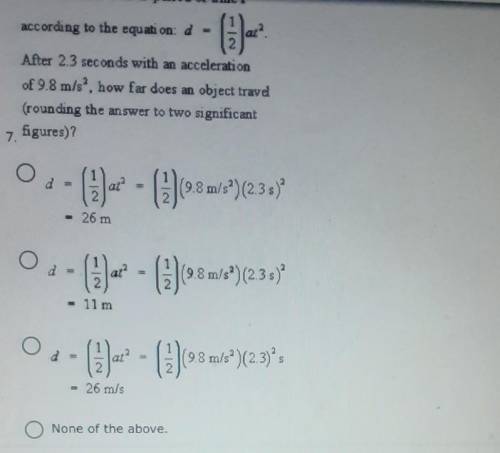 An object travels a distance d with acceleration a over a period of time t according to the equatio