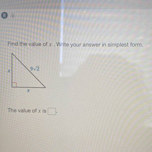 Find the value of x. Write your answer in simplest form.