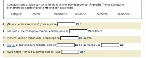 Completa cada oración con un verbo de la lista en tiempo pretérito. ¡Atención! Tienes que usar el p