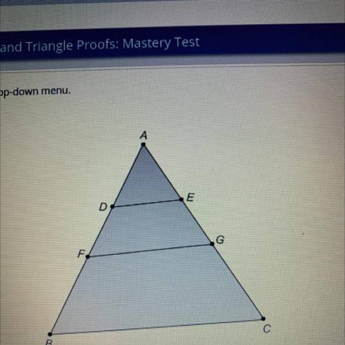 Select the correct answer from each drop-down menu.

If AB = tee, then line segment *blank*
is par