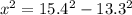 x^2=15.4^2-13.3^2\\